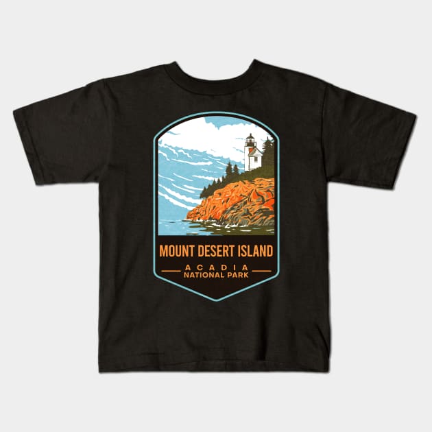 Mount Desert Island Acadia National Park Kids T-Shirt by JordanHolmes